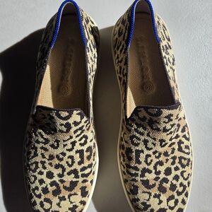Rothy's Leopard Print Flats with Blue Trim